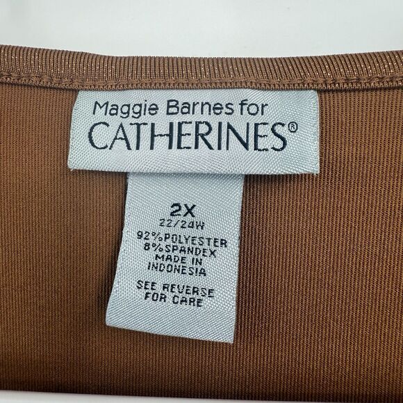 Maggie Barnes For Catherines Shimmery Gold Layering Tank Blouse 2X Holiday Party - Picture 2 of 6